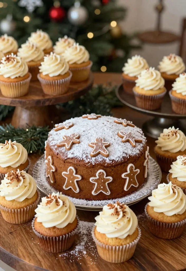15 Wedding Cake With Cupcakes Ideas for a Practical and Stylish Display - 13. Gingerbread Cake with Cream Cheese Cupcakes 1
