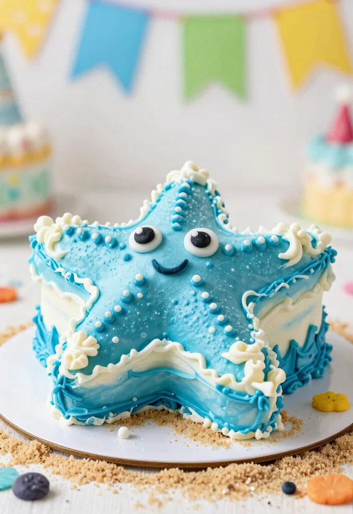 16 Ariel Birthday Cake Ideas: Magical Under the Sea - 11. Starfish-Shaped Cake 1