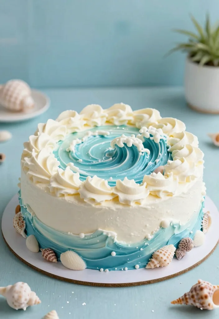 16 Ariel Birthday Cake Ideas: Magical Under the Sea - 14. Ocean Breeze Cake 1