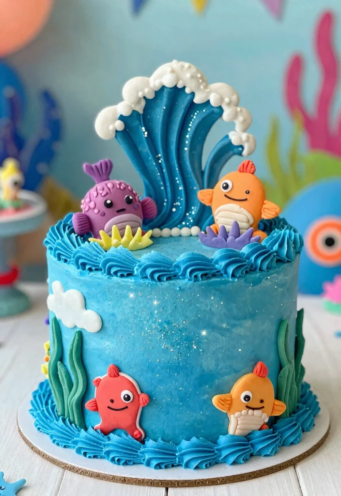 16 Ariel Birthday Cake Ideas: Magical Under the Sea - 16. Undersea Adventure Cake 1