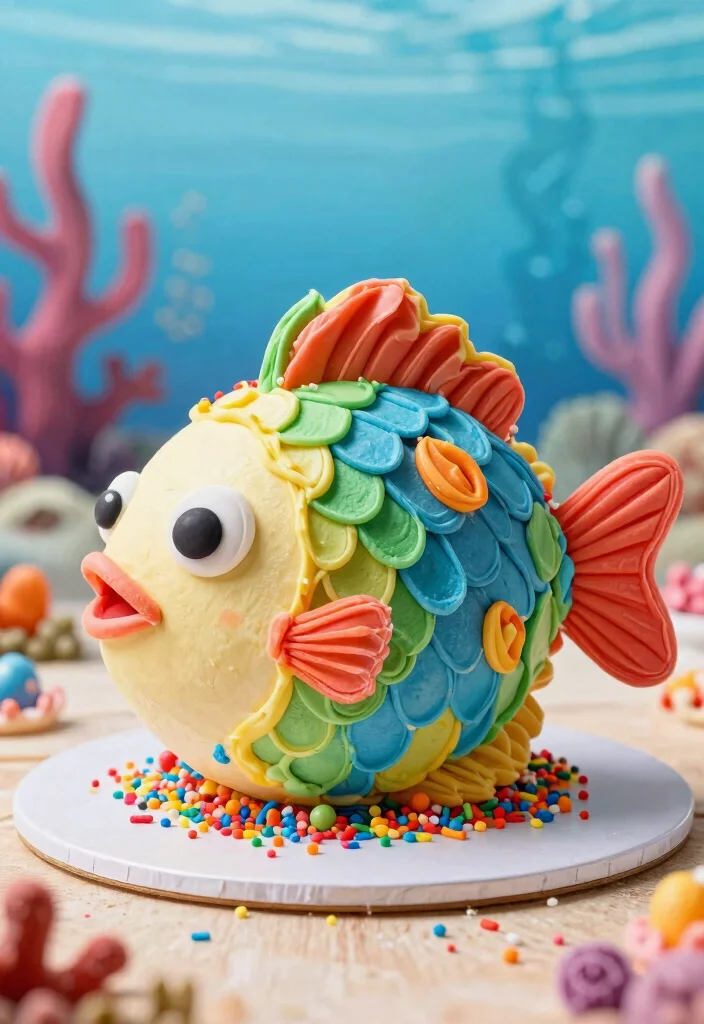 16 Ariel Birthday Cake Ideas: Magical Under the Sea - 6. Rainbow Fish Cake 1