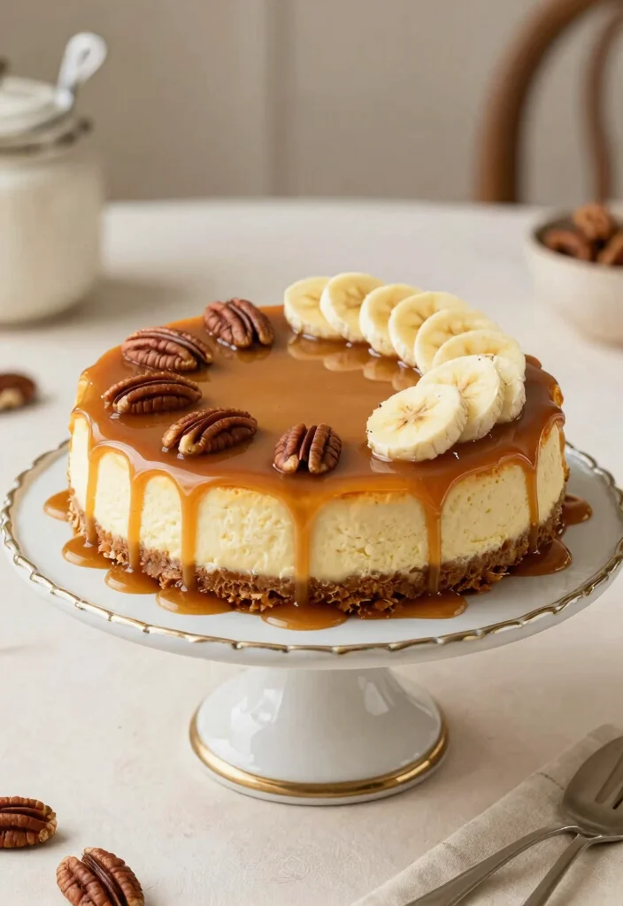 16 Banana Cream Cheesecake Ideas: Smooth Classic Dessert - 6. Caramel Banana Cream Cheesecake 1