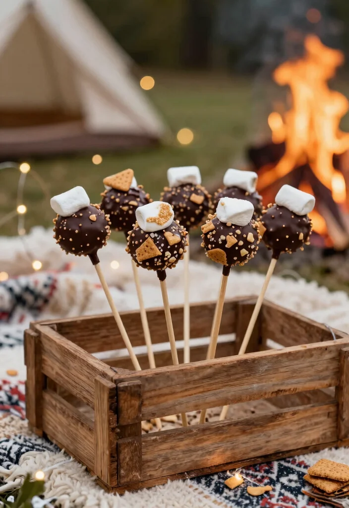16 Black Cake Pops Ideas: Chic Bold Desserts - 15. Decadent S'mores Cake Pops 1