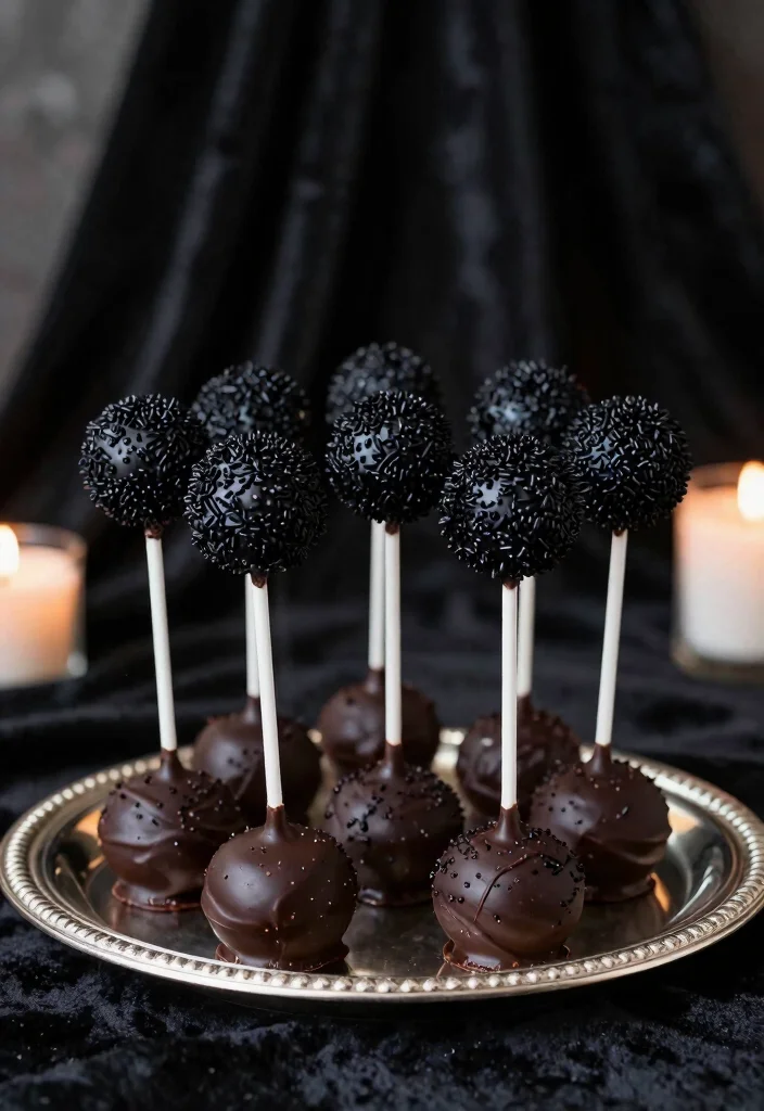 16 Black Cake Pops Ideas: Chic Bold Desserts - 2. Black Velvet Cake Pops 1
