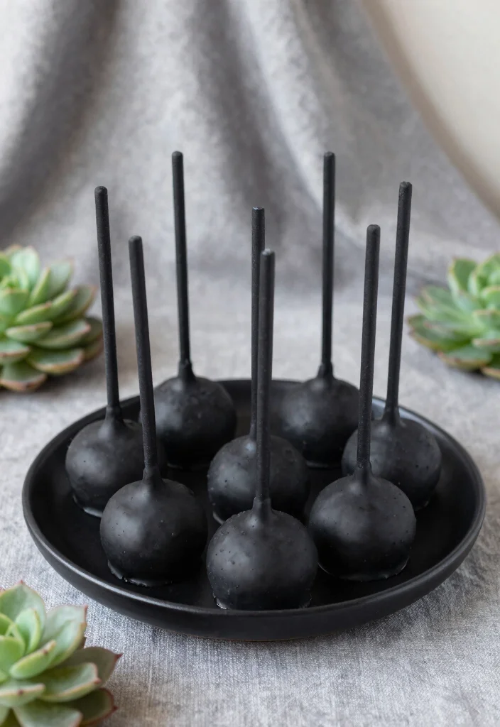 16 Black Cake Pops Ideas: Chic Bold Desserts - 4. Charcoal Black Cake Pops 1