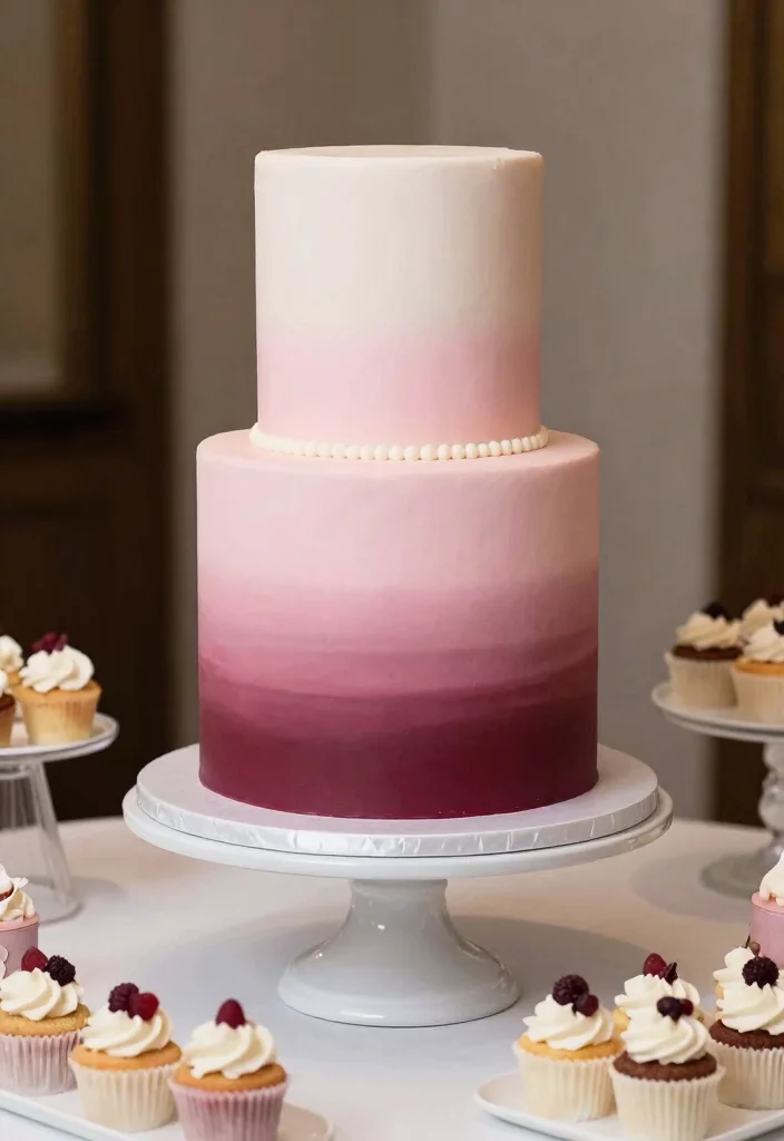 16 Cake Stand Wedding Ideas Styled Dessert Focus - 11. Ombre Cake Stands 1