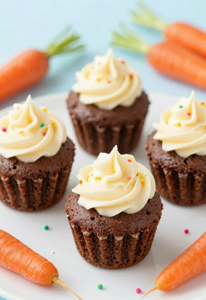 16 Chocolate Carrot Cake Ideas Spiced Rich Fusion - 6. Mini Chocolate Carrot Cakes with Cream Cheese Swirls 1