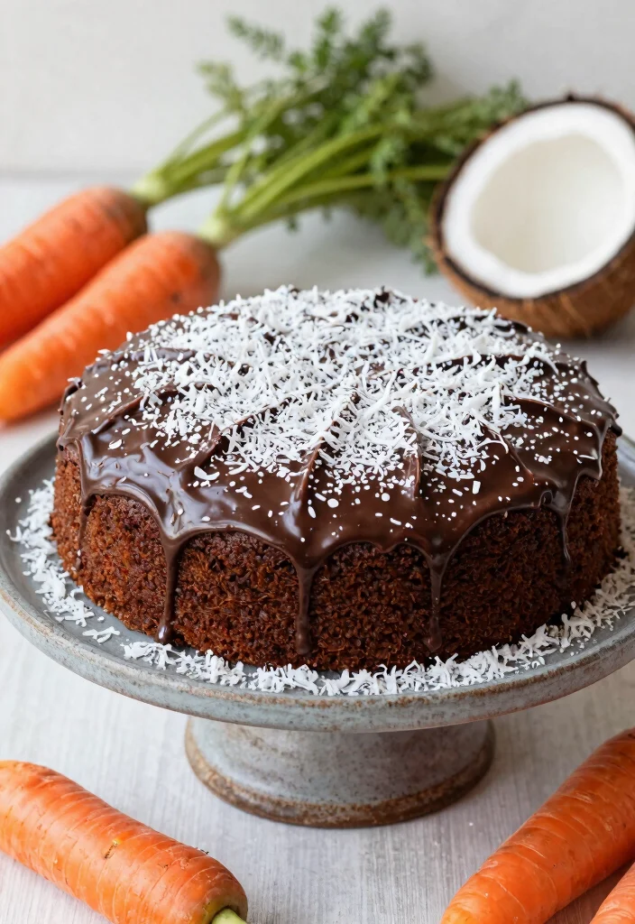 16 Chocolate Carrot Cake Ideas Spiced Rich Fusion - 7. Chocolate Carrot Cake with Coconut Flakes 1