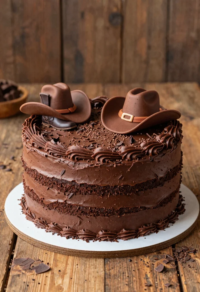 16 Cowboy Smash Cake Ideas for a Rustic Western Theme - 11. Chocolate Rodeo Cake 1
