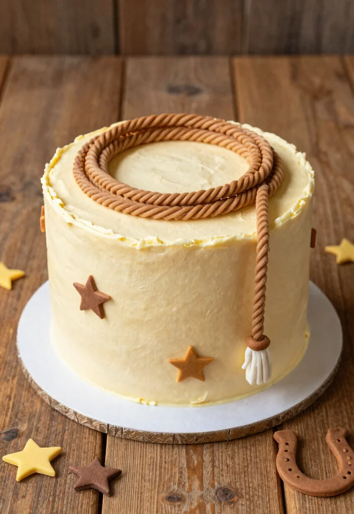 16 Cowboy Smash Cake Ideas for a Rustic Western Theme - 12. Lasso Cake 1