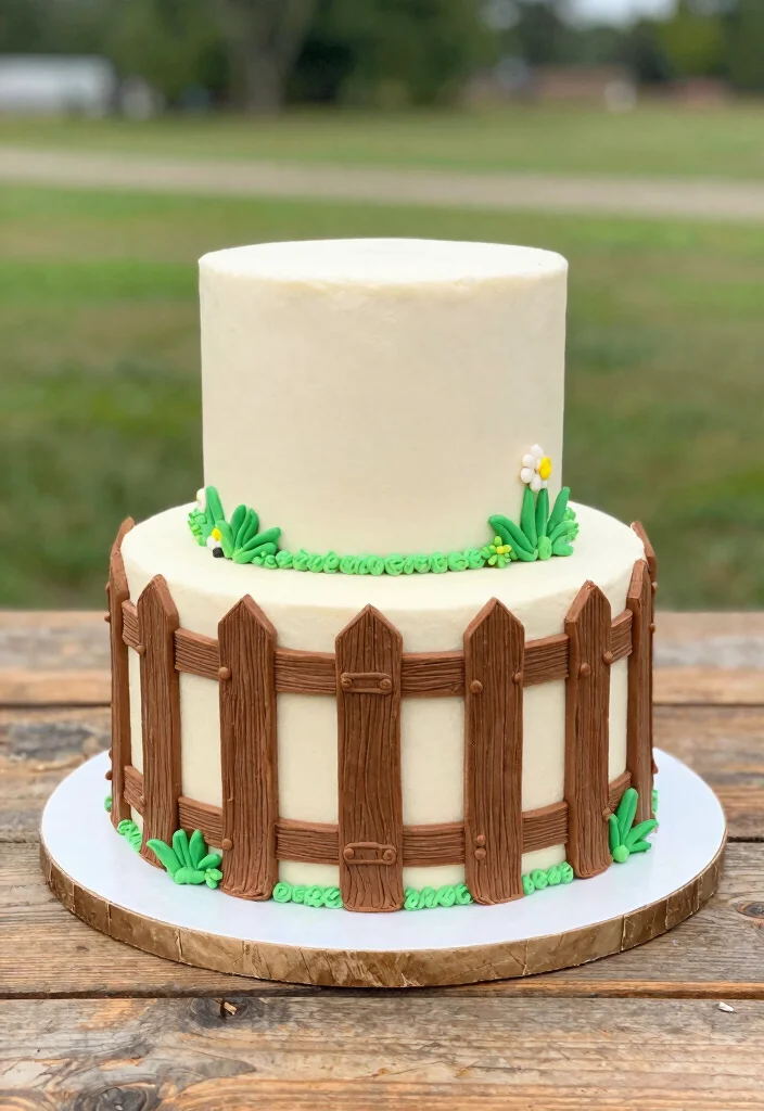 16 Cowboy Smash Cake Ideas for a Rustic Western Theme - 15. Ranch Fence Cake 1
