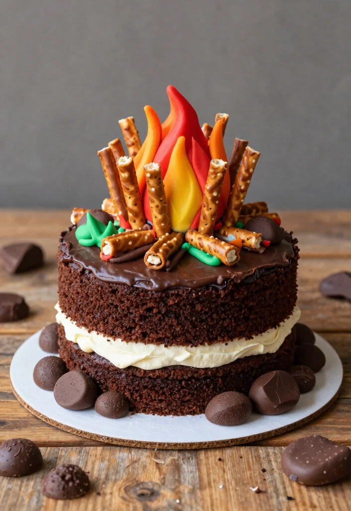 16 Cowboy Smash Cake Ideas for a Rustic Western Theme - 16. Campfire Cake 1