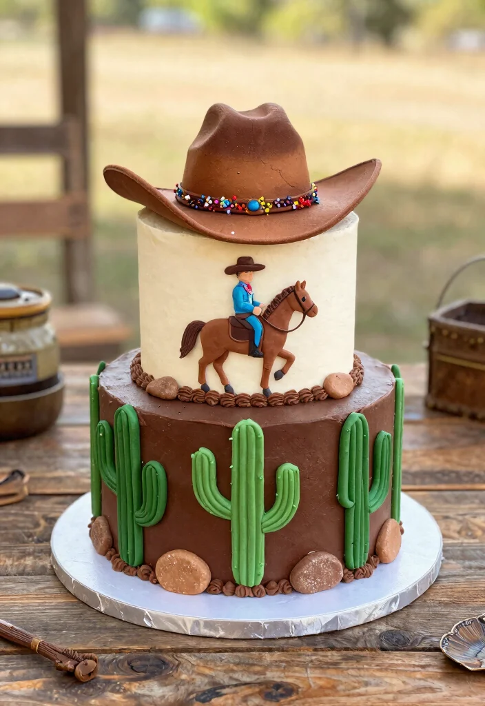 16 Cowboy Smash Cake Ideas for a Rustic Western Theme - 4. Western Scene Cake 1