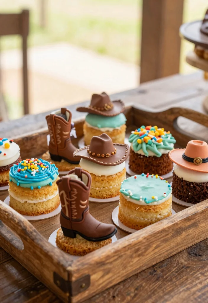 16 Cowboy Smash Cake Ideas for a Rustic Western Theme - 6. Mini Cowboy Cakes 1