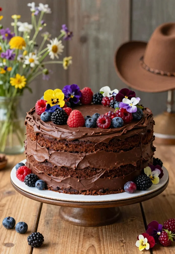 16 Cowboy Smash Cake Ideas for a Rustic Western Theme - 7. Rustic Chocolate and Berry Cake 1