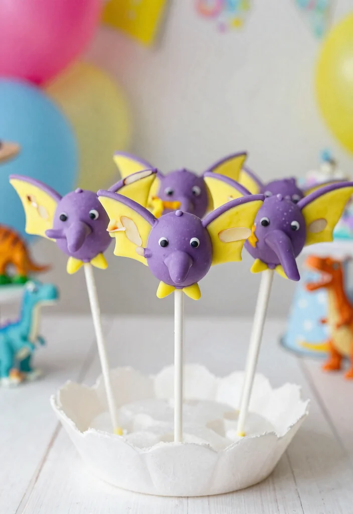 16 Dino Cake Pops Ideas Fun Prehistoric Theme - 4. Pterodactyl Cake Pops 1