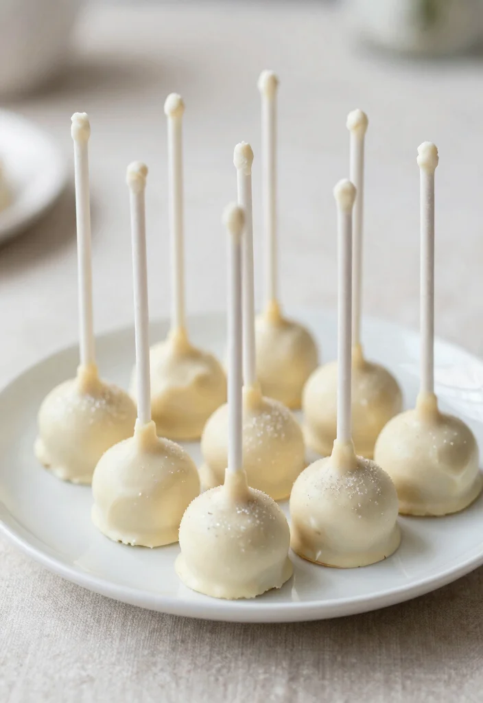 16 Flat Cake Pops Ideas Modern Minimal Style - 1. Simple White Chocolate Flat Cake Pops 1