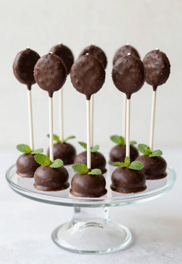 16 Flat Cake Pops Ideas Modern Minimal Style - 12. Chocolate Mint Flat Cake Pops 1