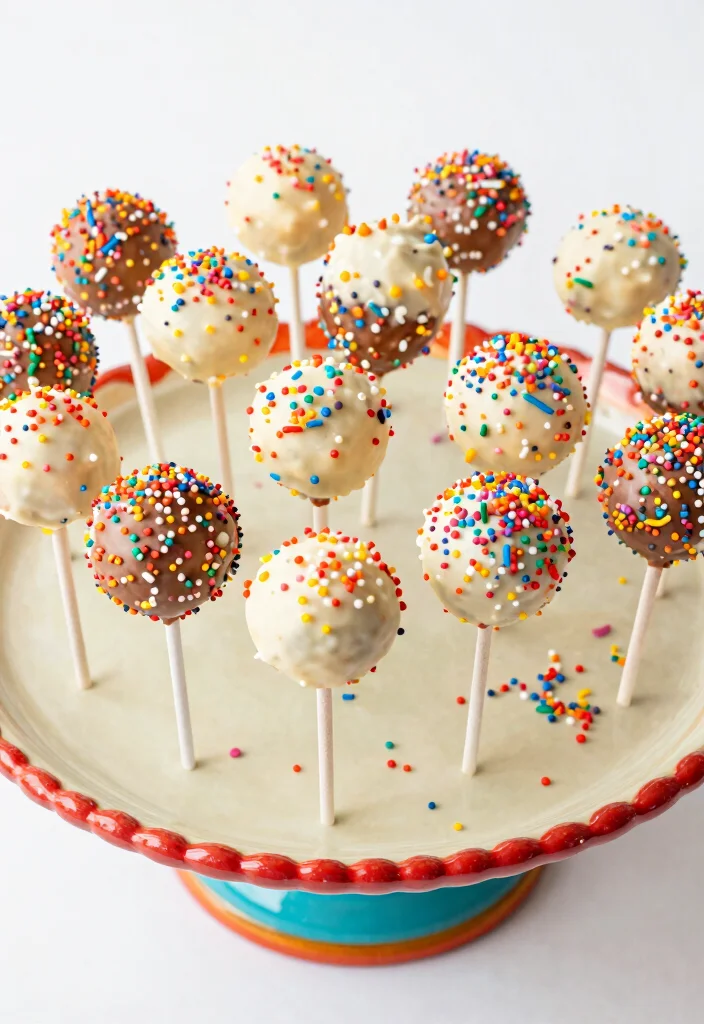 16 Flat Cake Pops Ideas Modern Minimal Style - 13. Birthday Confetti Flat Cake Pops 1