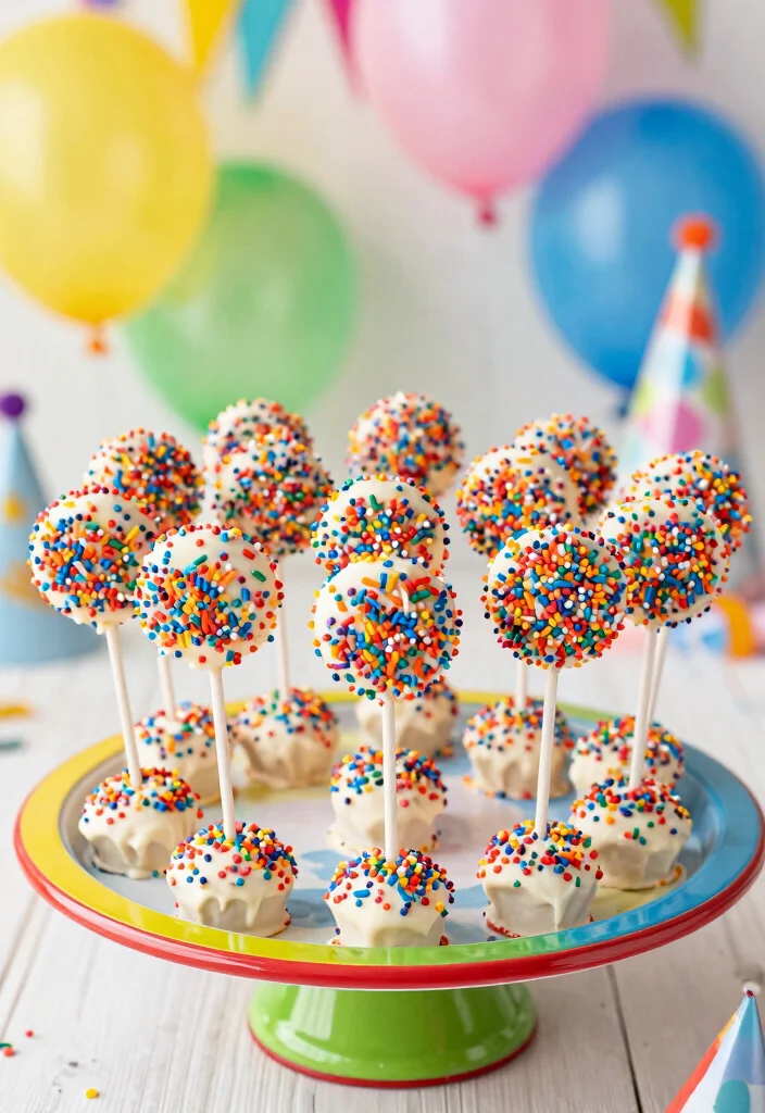 16 Flat Cake Pops Ideas Modern Minimal Style - 16. Funfetti Birthday Cake Pops 1