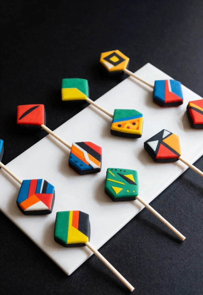 16 Flat Cake Pops Ideas Modern Minimal Style - 2. Bold Geometric Cake Pops 1