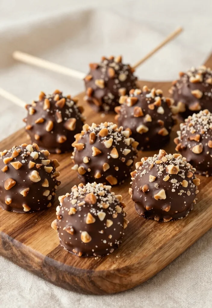 16 Flat Cake Pops Ideas Modern Minimal Style - 3. Chocolate Dipped Nutty Delight Pops 1