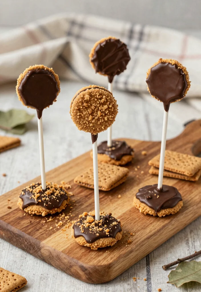 16 Flat Cake Pops Ideas Modern Minimal Style - 5. Rustic S’mores Flat Cake Pops 1