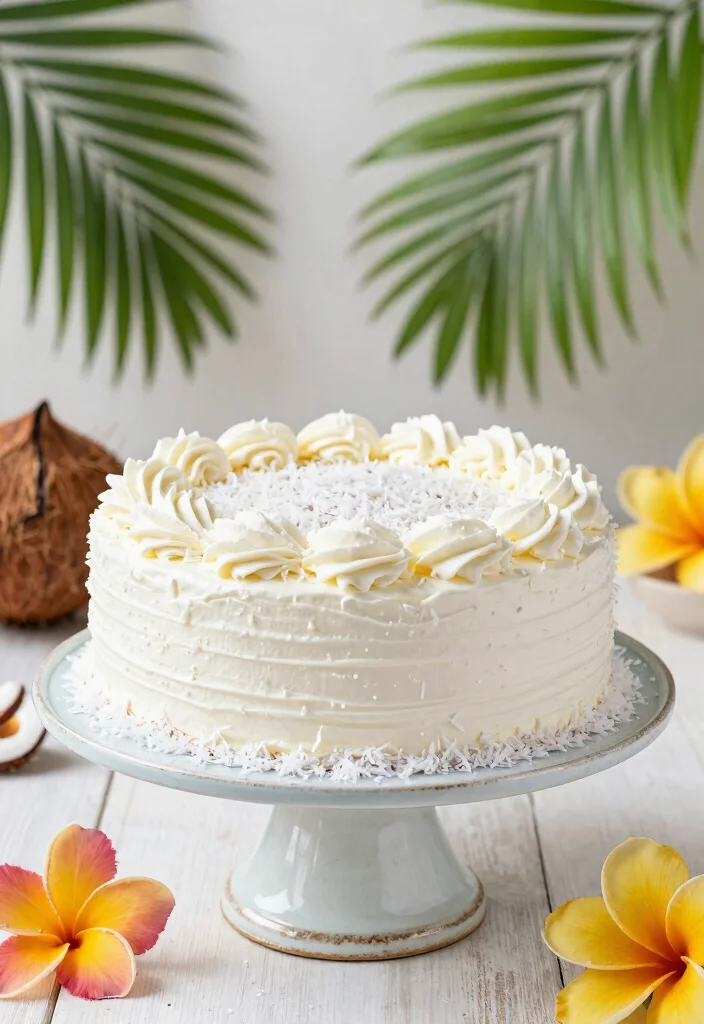 16 Just Married Wedding Cake Ideas in Simple Romantic Style - 13. Coconut Cake with Creamy Frosting 1