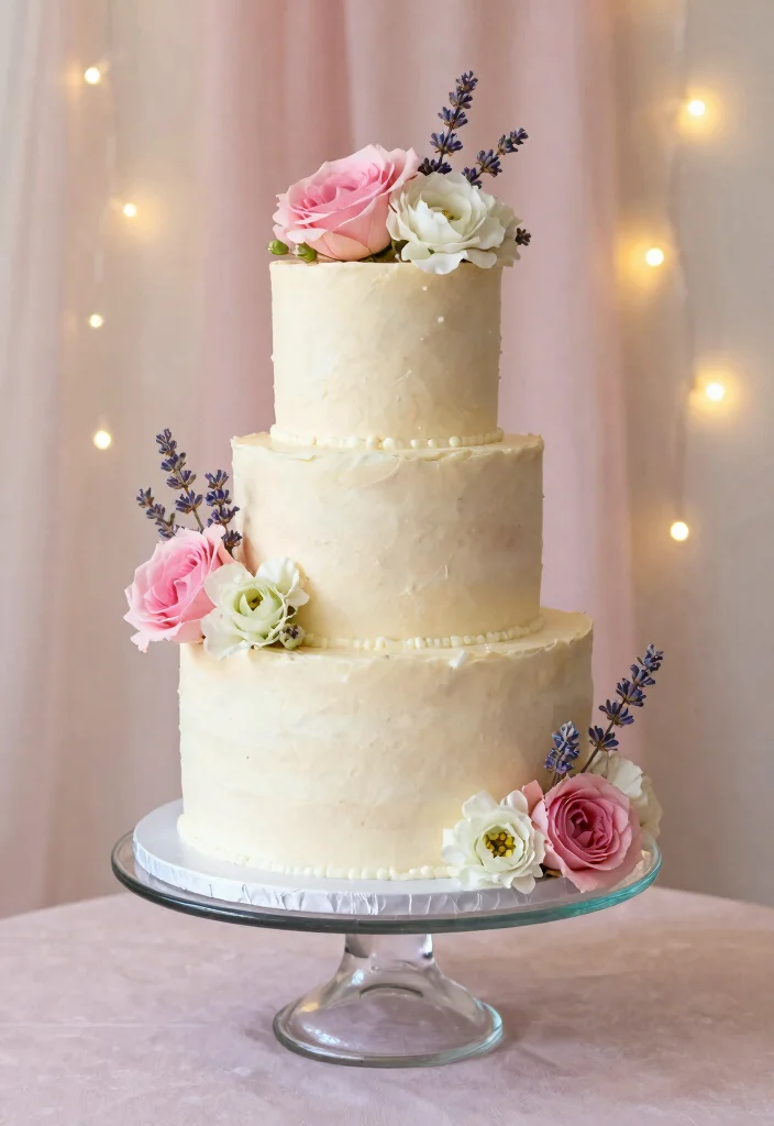 16 Just Married Wedding Cake Ideas in Simple Romantic Style - 2. Floral Buttercream Cake 1