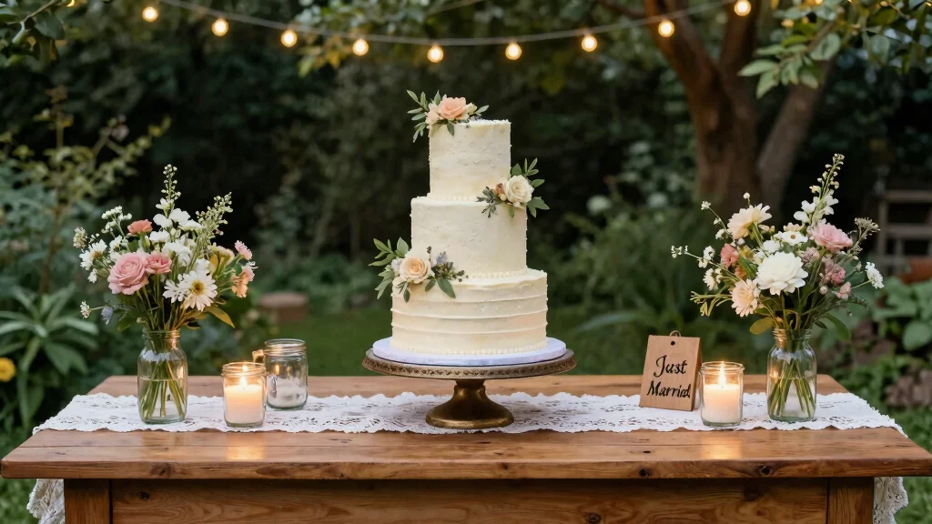 16 Just Married Wedding Cake Ideas in Simple Romantic Style
