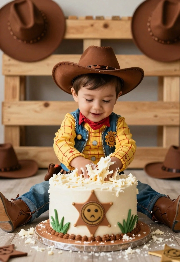 16 Toy Story Cake Smash Ideas: Colorful Character Themes - 11. Woody’s Wild West Adventure Cake Smash 1