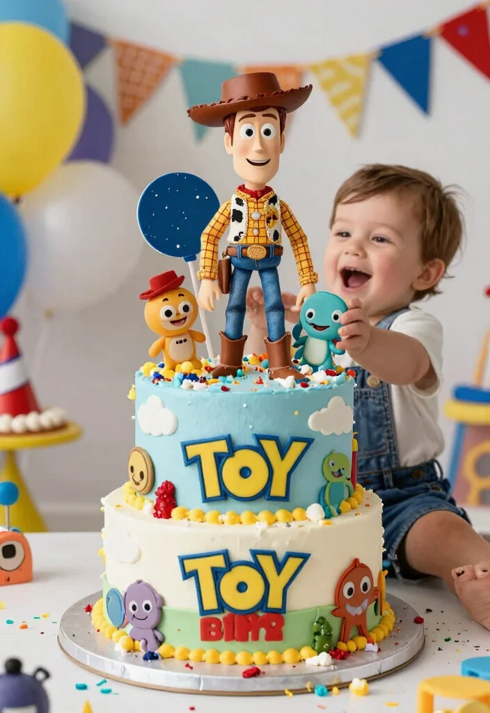 16 Toy Story Cake Smash Ideas: Colorful Character Themes - 13. Toy Story Character Mash-Up Cake Smash 1