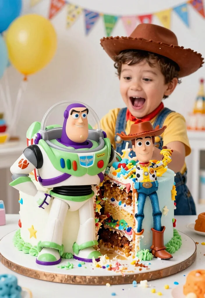 16 Toy Story Cake Smash Ideas: Colorful Character Themes - 15. Colorful Buzz and Woody Duo Cake Smash 1