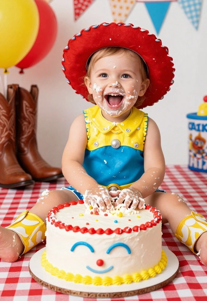 16 Toy Story Cake Smash Ideas: Colorful Character Themes - 3. Jessie’s Cowgirl Delight Cake Smash 1