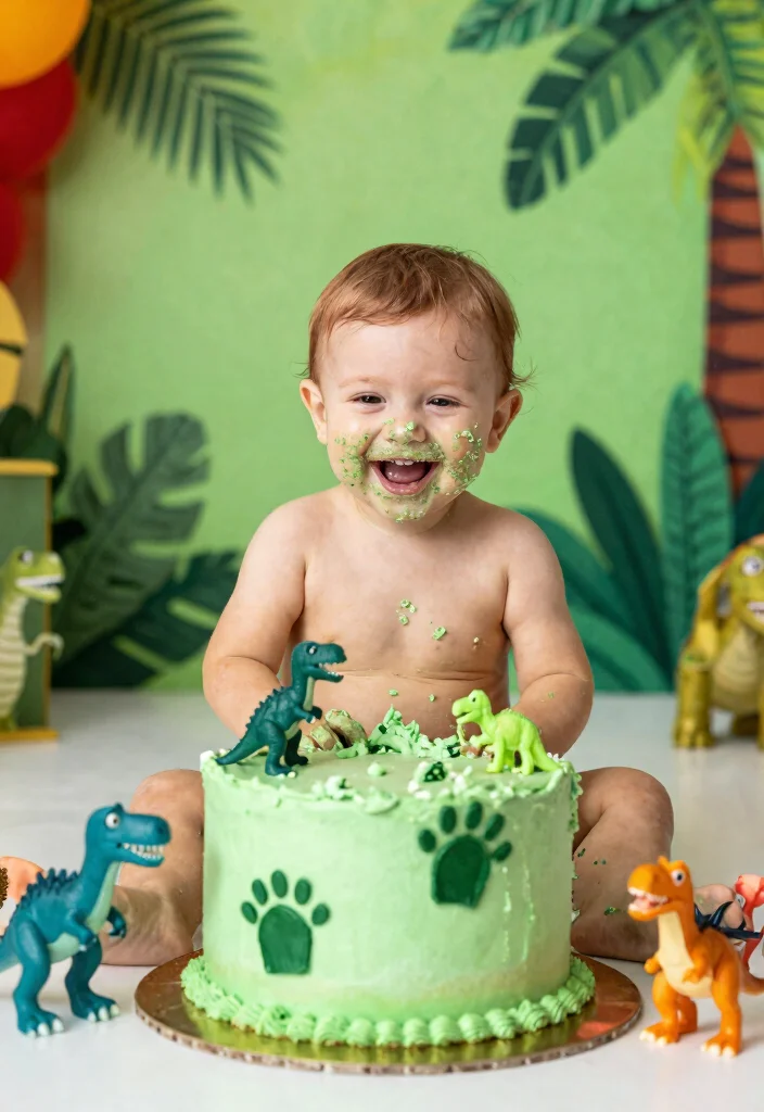 16 Toy Story Cake Smash Ideas: Colorful Character Themes - 4. Rex’s Dino-Mite Cake Smash 1