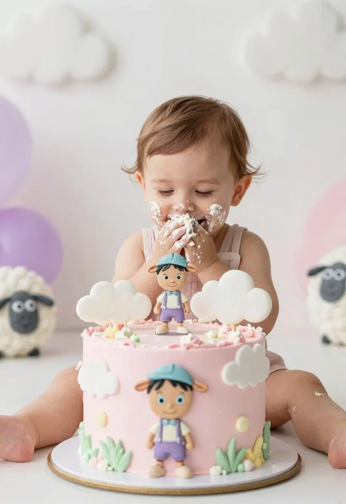 16 Toy Story Cake Smash Ideas: Colorful Character Themes - 7. Bo Peep’s Pastel Perfection Cake Smash 1