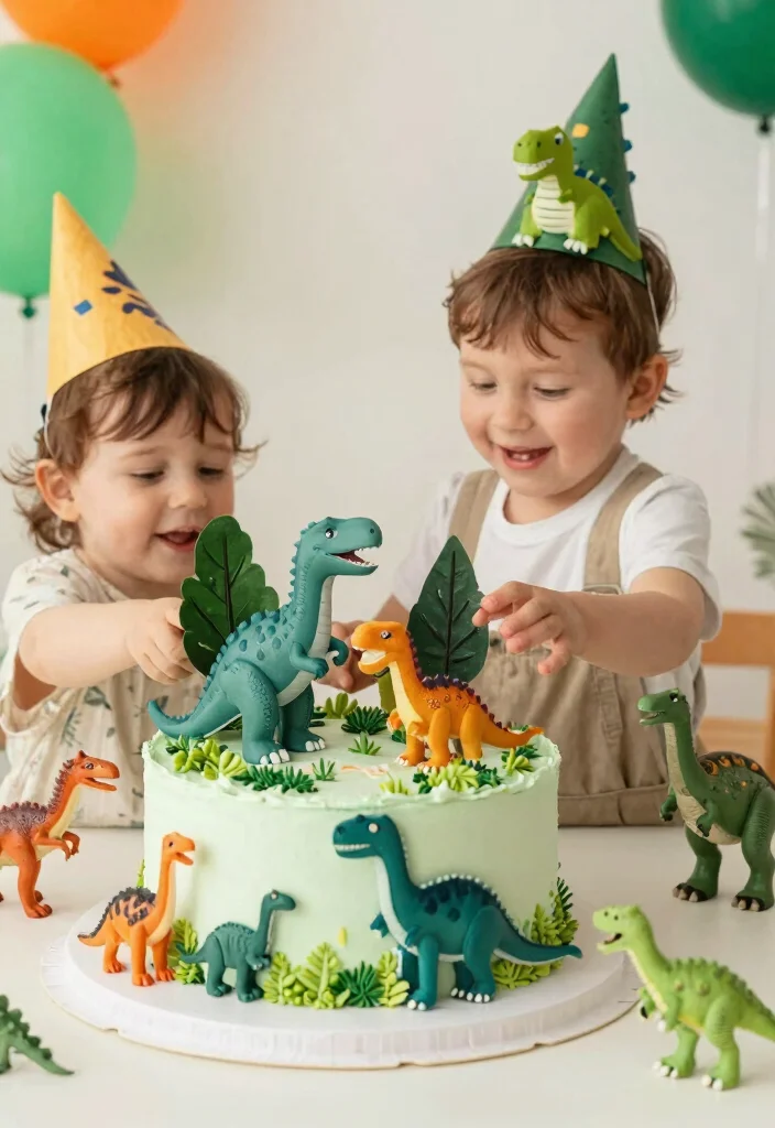 16 Twin Cake Smash Ideas Double the Cute - 12. Dinosaurs Roar! 1
