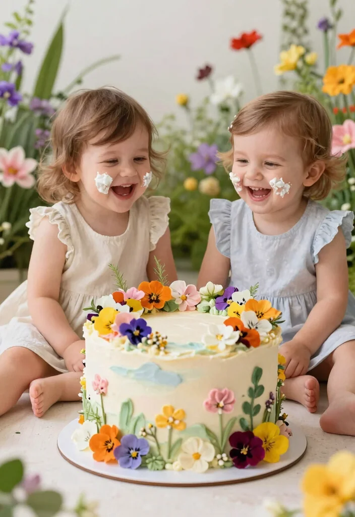 16 Twin Cake Smash Ideas Double the Cute - 16. A Magical Garden 1