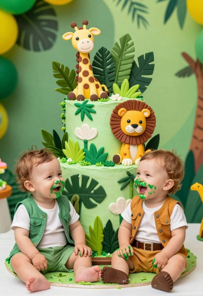 16 Twin Cake Smash Ideas Double the Cute - 4. Sweet Safari Adventure 1