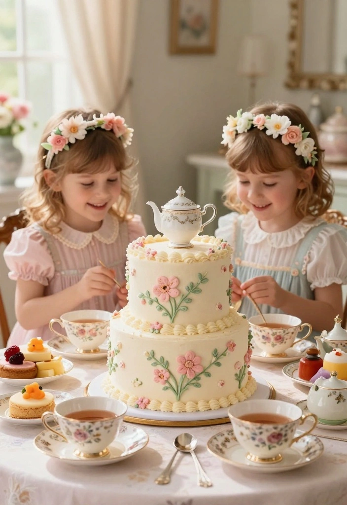 16 Twin Cake Smash Ideas Double the Cute - 8. Vintage Tea Party 1