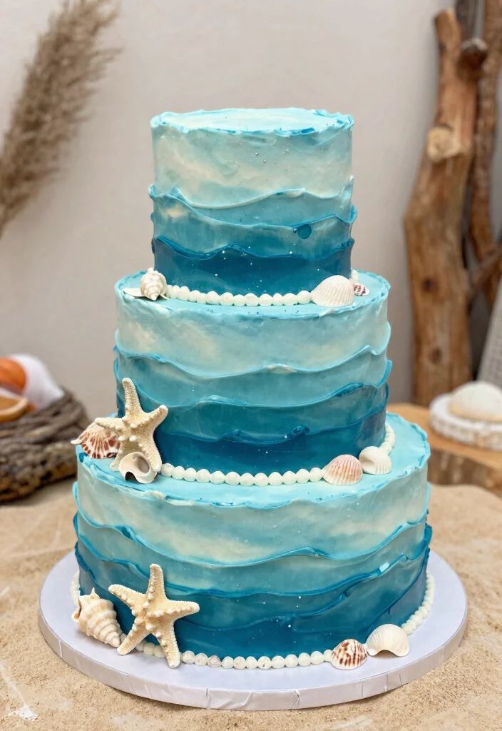 16 Wedding Cake Big Ideas: Grand Statement Designs - 3. The Ocean-Inspired Delight 1