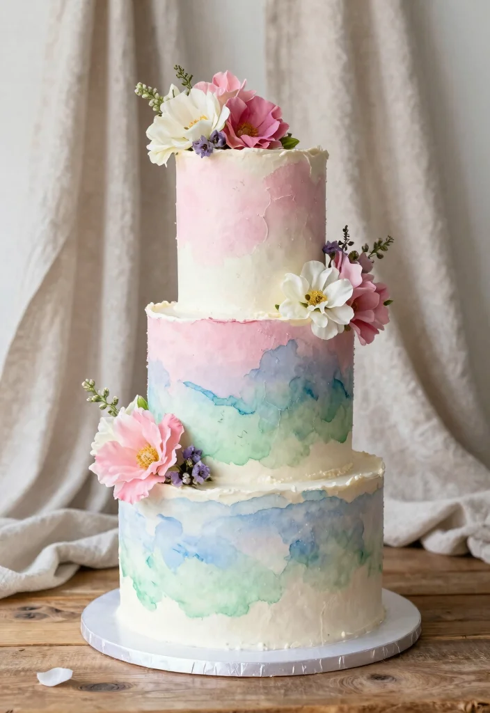 16 Wedding Cake Big Ideas: Grand Statement Designs - 5. Whimsical Watercolor 1