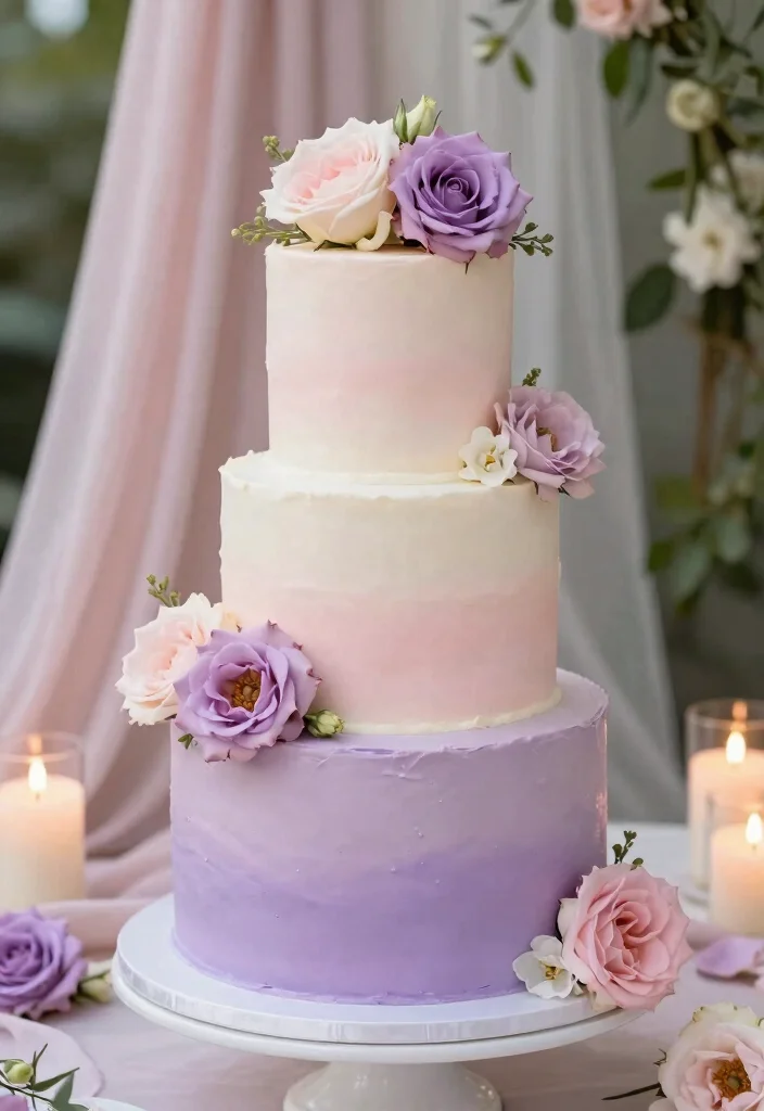 16 Wedding Cake Big Ideas: Grand Statement Designs - 8. Ethereal Ombre Effects 1