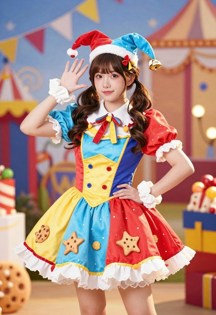 16 White Lily Cookie Costume Ideas for an Elegant Character Look - 11. Playful Cookie Jester Costume 1