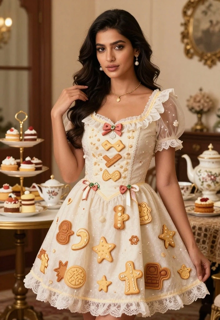 16 White Lily Cookie Costume Ideas for an Elegant Character Look - 14. Elegant Tea Party Cookie Costume 1