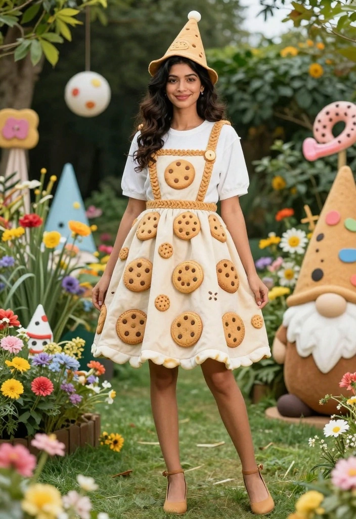 16 White Lily Cookie Costume Ideas for an Elegant Character Look - 15. Whimsical Cookie Gnome Outfit 1