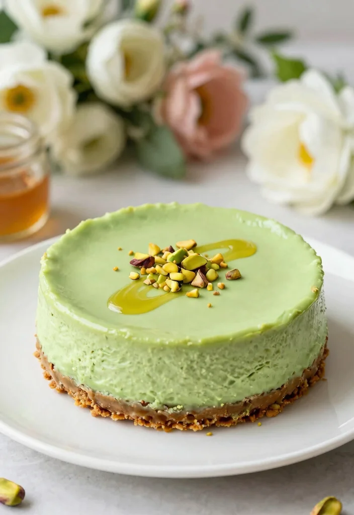 17 Cheesecake Wedding Cake Ideas with a Modern Elegant Twist - 14. Pistachio Cheesecake 1
