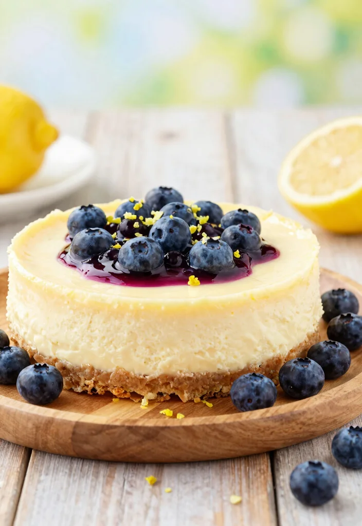 17 Cheesecake Wedding Cake Ideas with a Modern Elegant Twist - 2. Lemon Blueberry Bliss Cheesecake 1