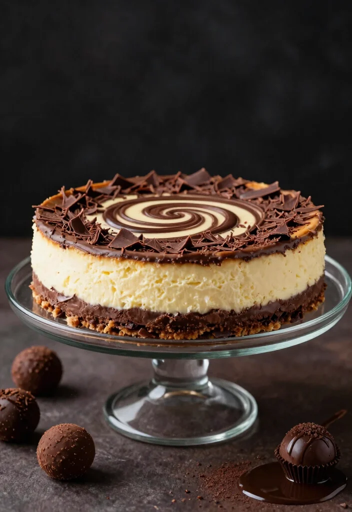 17 Cheesecake Wedding Cake Ideas with a Modern Elegant Twist - 3. Chocolate Swirl Cheesecake 1