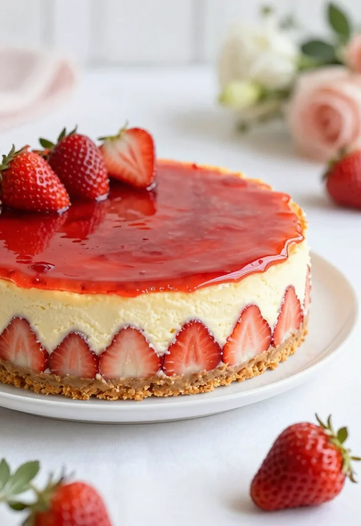 17 Cheesecake Wedding Cake Ideas with a Modern Elegant Twist - 4. Strawberry Shortcake Cheesecake 1